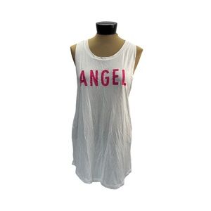 Victorias Secret Womens Angel Tank Top Size M White With Pink Letters NWT